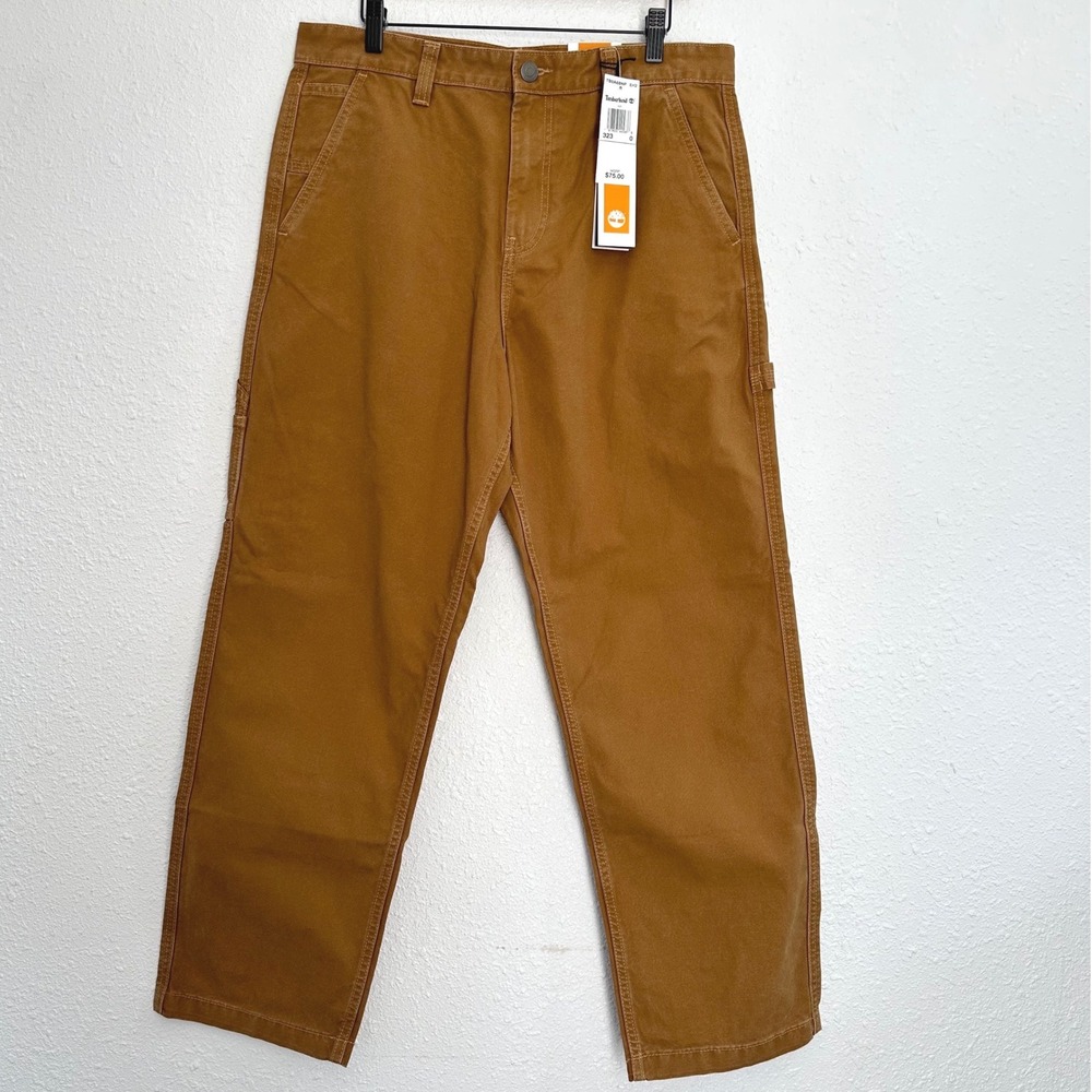 Timberland Rindge Washed Canvas Carpenter Pant Men 32x30 Dark Wheat Relaxed Fit